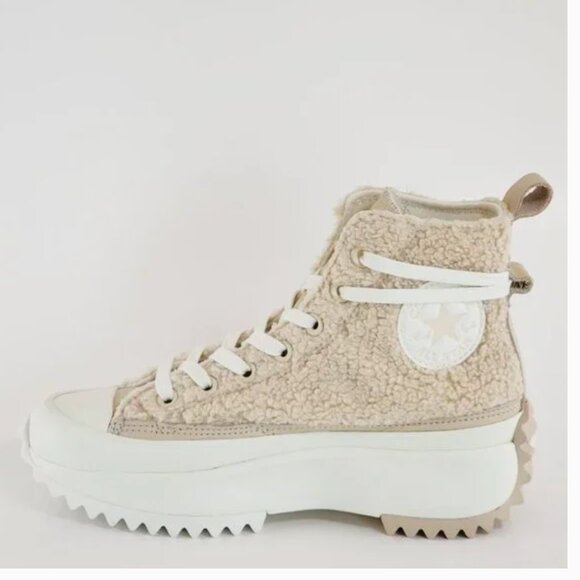 Converse Run Star Hike Hi Sherpa Farro Platform Sneakers Beige A04258C Sz 8.5 - Picture 3 of 15